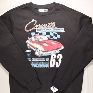 Corvette Sting Ray 63 Sweatshirt Mens Size M Chevrolet GM Black Long Sleeve NWT